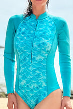 Lade das Bild in den Galerie-Viewer, Neopren Badeanzug mit Schuppenmuster und langen Ärmeln