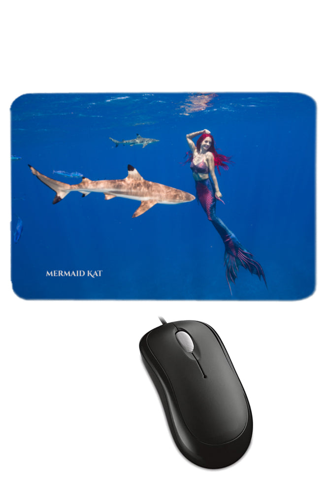 Mousepad mit Meerjungfrau und Hai - Mermaid Kat